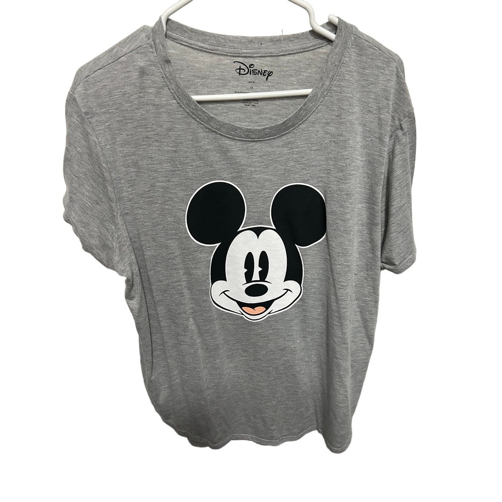 Gray 1X Disney Tee with Mickey Mouse Graphic
